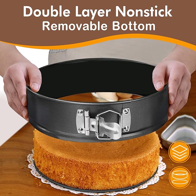 Springform Pan Set of 3 Nonstick 7 9 11 Inch Cheesecake Pan, Leakproof Spring Form Pans for Cheesecake with Removable Bottom, Springform Round Cake Pans Sets for Baking with 60 Parchment Paper