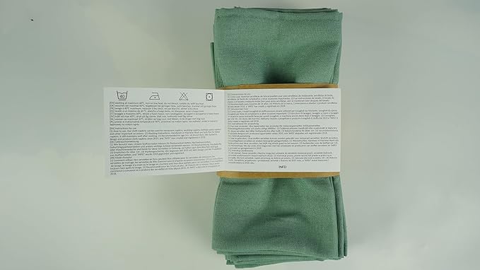Solid Color Linen Blended Thin Dinner Cloth Napkins - Set of 12 (40 x 40 cm) - for Events & Home Use (Sage Green)