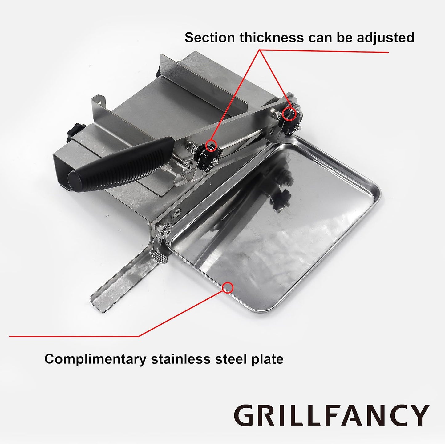 Meat slicer, GrillFancy stainless steel heavy manual frozen meat slicer, beef and lamb roll food slicer, suitable for home cooking, Cheese slicing, BBQ slicing, easy to use