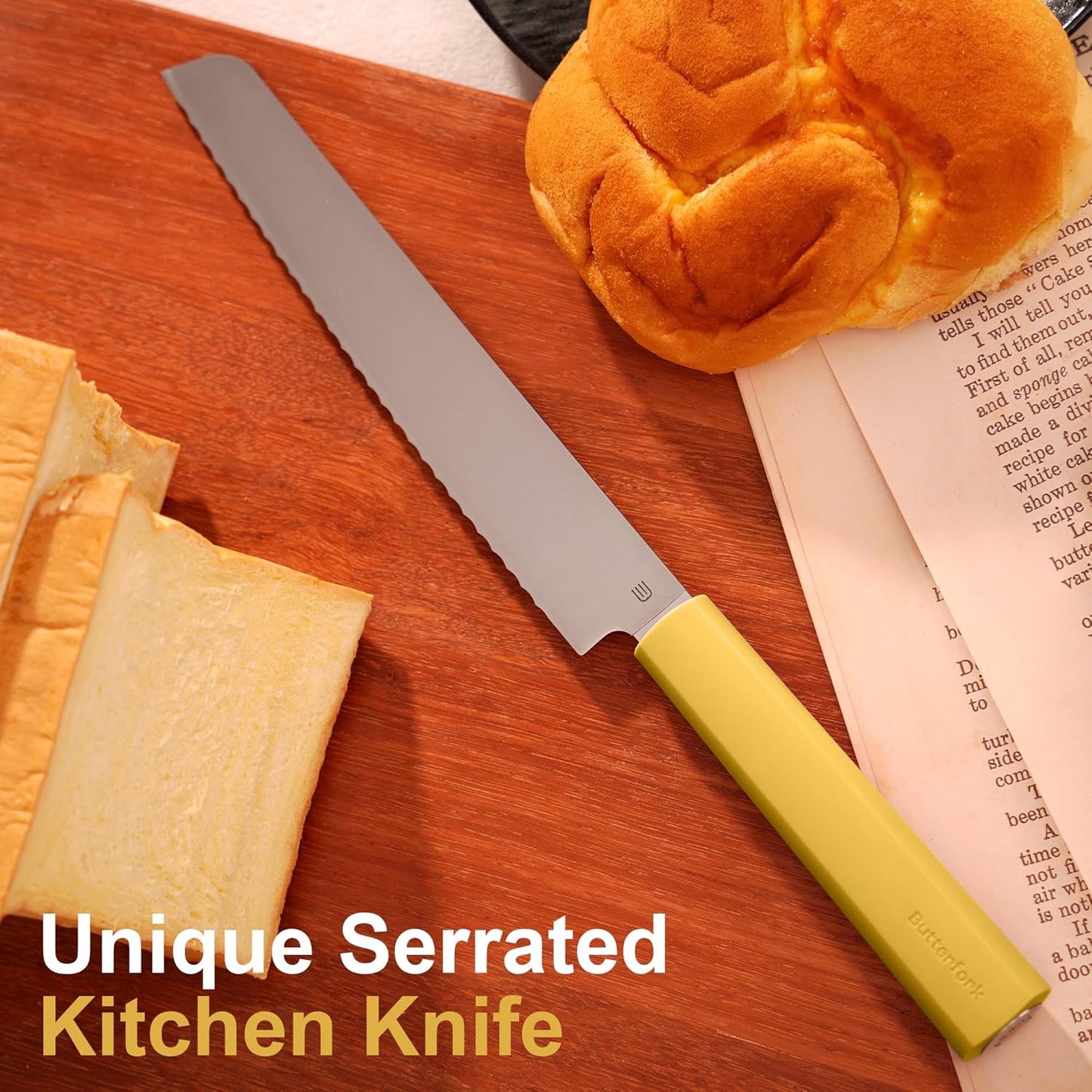 7.5" Serrated Bread Knife for Homemade Bread, Razor Sharp AR-RPM9 Steel & Innovative Wavy Edge, Professional Serrated Knife for Sourdough Bread Cake, Gift Box for Baker Home Chefs