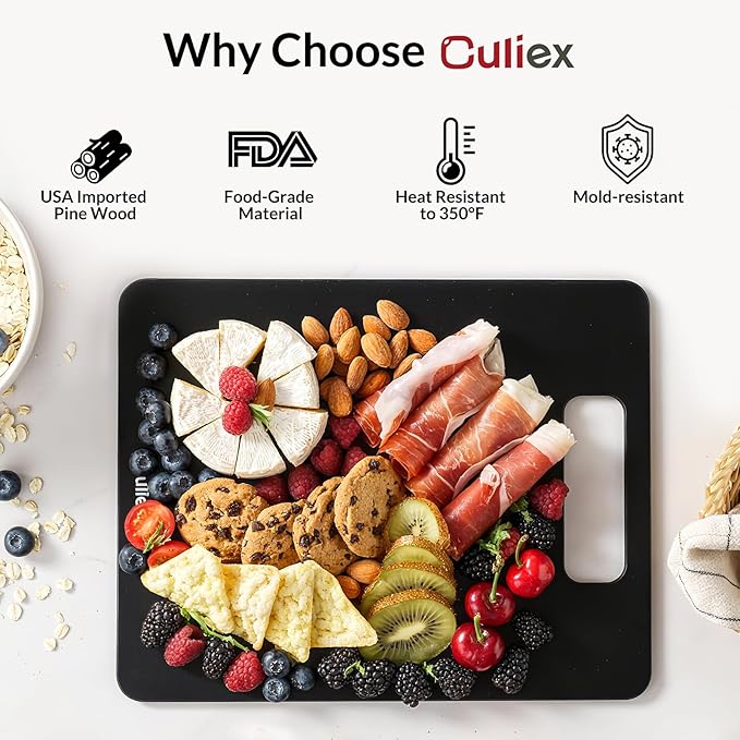 Wood Fiber Cutting Board 2-Pack, Composite Chopping Boards for Kitchen, Dishwasher Safe, Non-Toxic, High Density, Knife Friendly, BPA Free, Non-Slip Feet for Cutting Meat, Vegetables, Fruits