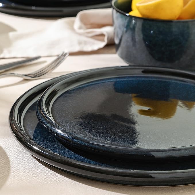 Stone Lain Eden 4-Piece Dinner Plate Set Stoneware, Dark Blue