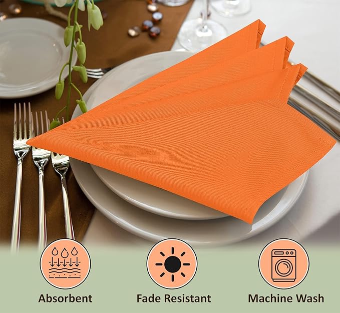 Ruvanti Cloth Napkins Set of 4, 18x18 Inches Napkins Cloth Washable, Soft, Durable, Absorbent, Cotton Blend. Table Dinner Napkins Cloth for Hotel, Lunch, Restaurant, Wedding Parties - Fall