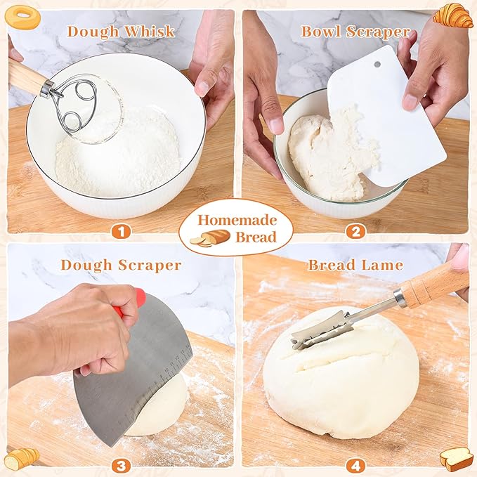 Sourdough Starter Kit, 9" Round and 10" Oval Banneton Bread Proofing Basket, Sourdough Bread Baking Supplies for Home and Kitchen, Sourdough Kit, Sour Dough Starter Kits.