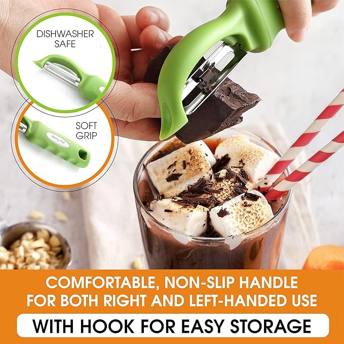 Spring Chef Premium Swivel Vegetable Peeler, Soft Grip Handle and Ultra Sharp Stainless Steel Blades - Perfect Kitchen Peeler For Veggie, Fruit, Potato, Carrot, Apple - Green