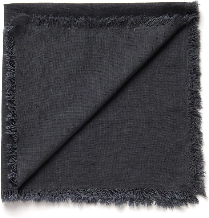 ACCENTHOME Grey Cotton Linen Napkin Set of 12 18x18 inch Dinner Napkins - Washable Soft Premium Hotel Quality Reusable Napkins Perfect Table Napkins for Family Dinners, Weddings & Everyday Use, Gray