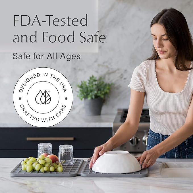 Dorai Home Dish Pad - Diatomaceous Earth Stone Drying Mat For Kitchen Counter - Quick Drying -Stone Dish Drying Mat For Kitchen - (24.6" x 16.5")