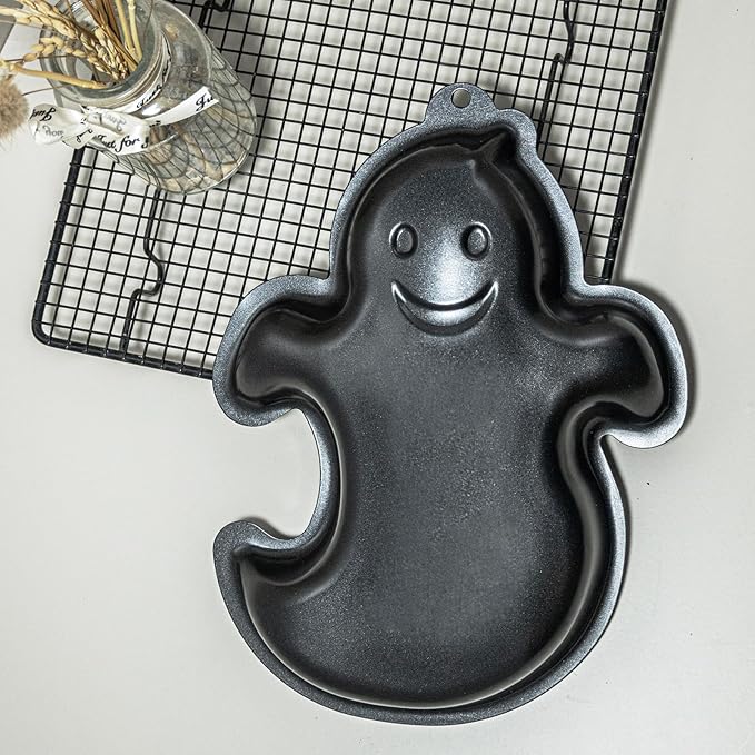Ghost Shape Cake Pan, Aluminum Cake Pan, Black Non-Stick Cake Mould for Halloween, Birthday and other occasions Cake