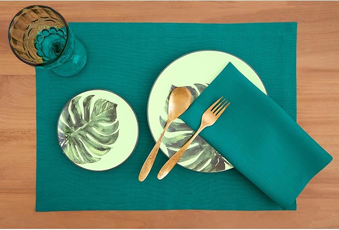 Solino Home Linen Cloth Napkins Set of 4-100% Pure Linen Teal Dinner Napkins 20 x 20 Inch for Fall, Autumn - Fete, Handcrafted and Machine Washable