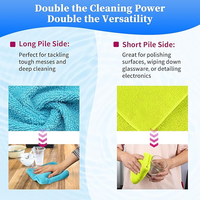 FIXSMITH Microfiber Cleaning Cloth - Pack of 12, Multi-Functional Towels, Size: 12 x 16 in, Highly Absorbent Rags, Lint-Free, Streak-Free for Car, Kitchen, Home, Office