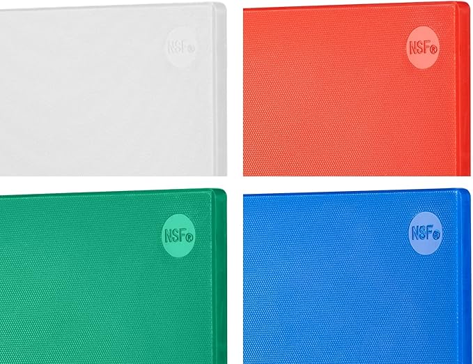 CURTA 4-Pack Cutting Boards for Kitchen, 18" x 12" x 0.5" 4-Piece (White, Red, Green, Blue) Color Coded Plastic Chopping Board with Anti Slip Surface Dishwasher Safe