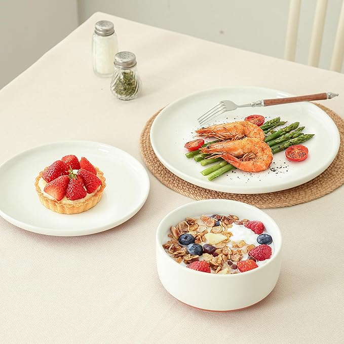 Stoneware Cereal Bowls Set of 4, 6 Inch Deep Bowl for Oatmeal, Soup, Ceramic Bowls Sets, Microwave Safe, Dishwasher Safe, Versatile for All Seasons, Stardust Glaze White