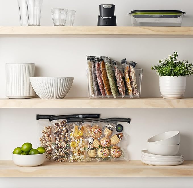 FoodSaver Reusable Quart Vacuum Zipper Bags, 10 Count, BPA-Free, Microwave Safe, Leakproof