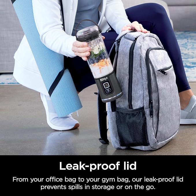 Ninja Blast Portable Blender, Cordless, 18oz. Vessel, Personal Blender For-Shakes and Smoothies, BPA Free, Leakproof-Lid and Sip Spout, USB-C Rechargeable, Dishwasher Safe, Metallic Black, BC151MB