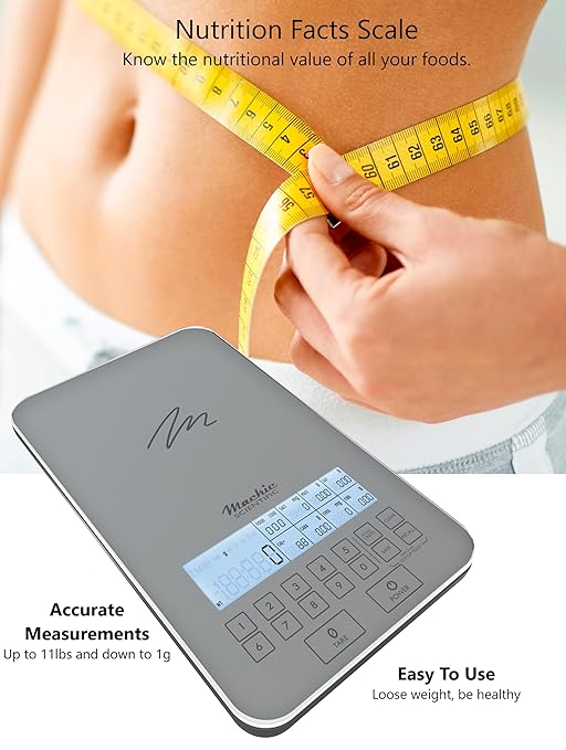 Nutrition Scale by NutraTrack™ with Food Grade Glass, Perfect for Calorie Counting, Meal Prep, and Weight Loss (Pearl Silver)