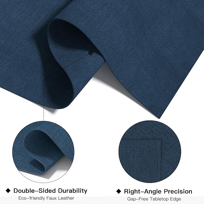DOLOPL Placemats Set of 6, Reversible Wipeable & Heat Resistant Place Mats, Modern Faux Leather Table Mats for Kitchen, Neutral Washable Tablemats for Dining Table Decor, Wedding, Party(Navy Blue)