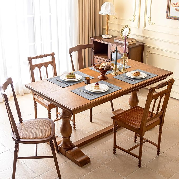 KXN Placemats Set of 8, Dual-Layer Thickened Faux Linen Table Mats, Heat Resistant & Wrinkle-Free, Machine Washable Cloth Place Mats for Kitchen Dining Indoor Outdoor (Light Grey)