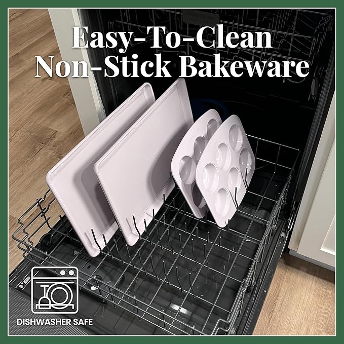 Larder & Vine 8-Piece Bakeware Set | Non-Stick Baking Set with Ceramic Finish | PFAS, PFOA, PTFE, and BPA Free Baking Essentials | Baking Sheets, Muffin Tins and Assorted Baking Pans | Lavender