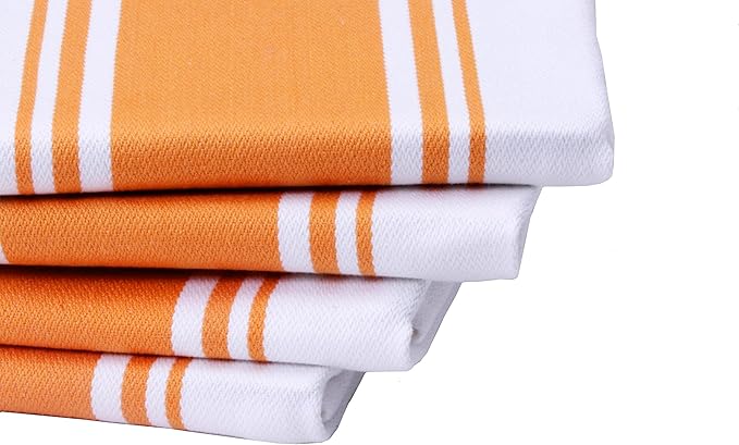 AMOUR INFINI Kitchen Towels Set - Highly Absorbent Super Soft Cotton Dish Towel for Drying Dishes Quick Drying Tea Towels with Hanging Loop - 20x28 Inch (Orange), 100% Cotton Pack of 6