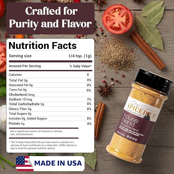 3 Pcs Spiced Up House Blend All Purpose Seasoning for Grilling & Cooking, Mix Spices for Roasting Chicken & Ribs | Bold, Smoky & Savory Flavor - Kosher, Non-GMO, Vegan, Gluten-Free Rub for Daily Use, 4.3 Oz