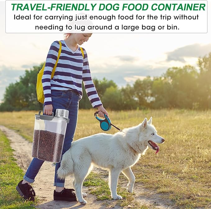 TBMax Large Cat Food Storage Container, Portable Dog Food Container with Upgraded Large Spout and Cup, Travel Pet Food Storage Dispenser for Small Animal Kibble Storage, Bird Seed Container - Grey