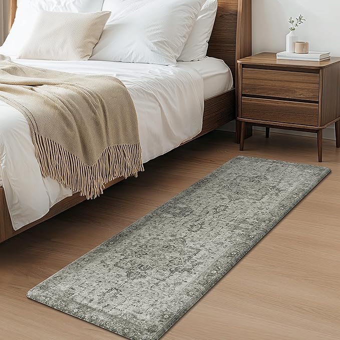 GENIMO Kitchen Mats for Floor 2PCs, Washable Anti Fatigue Mat for Cushioned, 17.3"x47"+17.3"x30", Waterproof Kitchen Rugs, Non Slip Standing Mat Rug for Home, Runner, Sink, Laundry, Vintage Grey