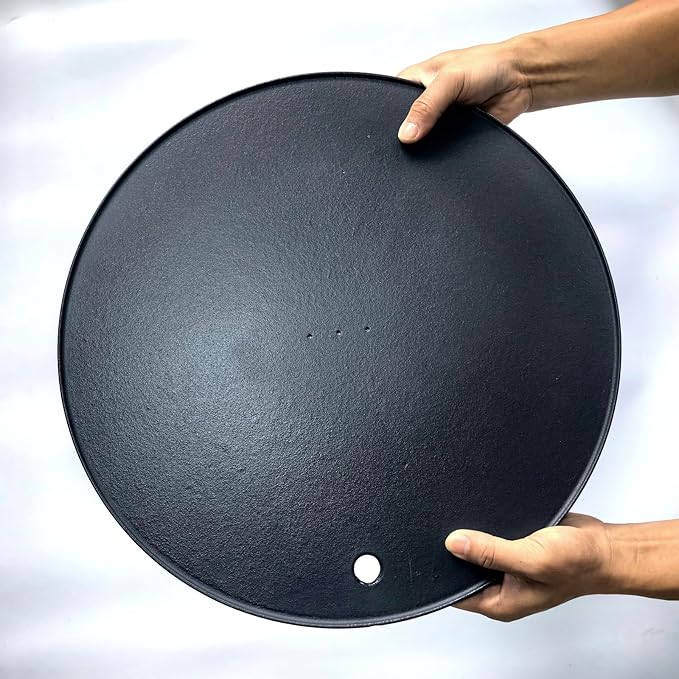 XL Round Pizza Steel 16.9" - 3D Cast Creates Gorgeous Crusts, Enamelled Cast Iron Baking Stone For Oven, Round Griddle, Speed & Even Heating Baking Steel Griddle,