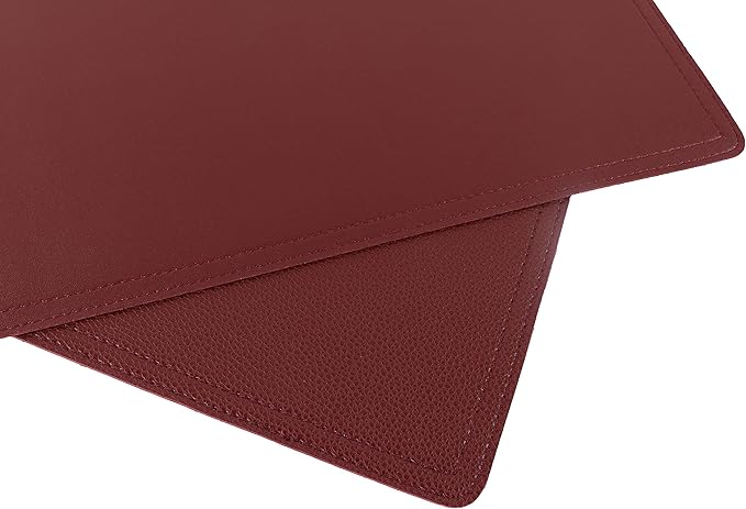 Faux Leather Red Placemats, PU Table Mats, Set of 4, Waterproof, Stain Resistant, Heat Resistant, Non-Slip Easy to Clean for Kitchen Dining Table,Conference Table