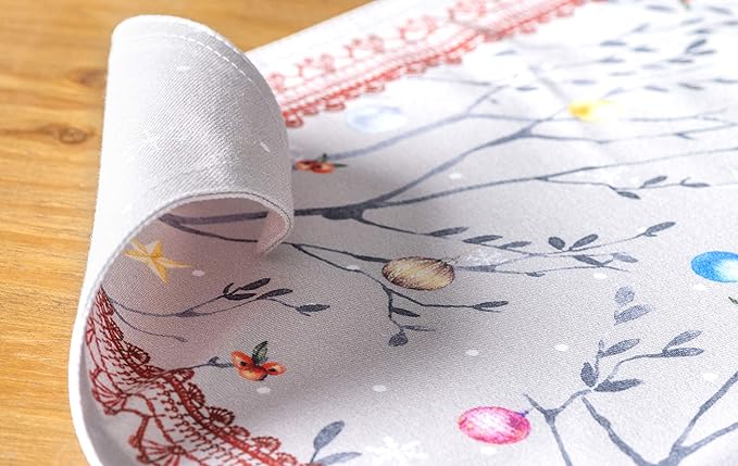 Maison d' Hermine Placemats Set of 4 100% Cotton Washable Cloth Place Mats, Reusable Table Mats for Thanksgiving Christmas Decorations Kitchen Dining Party Wedding (Fairy Christmas, 13" x 19")