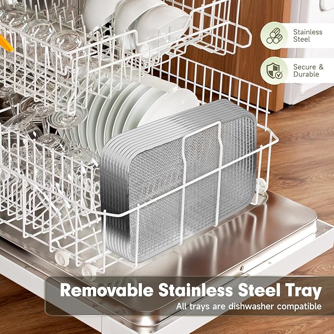 SUCISENI Food Dehydrator Machine 1000W 18 Trays Stainless Steel Commercial Food Dehydrated Dryer with 24H Timer Touch-Control LED Display, Compact Size for Home Jerky Herbs Meat Beef Fruit Vegetables