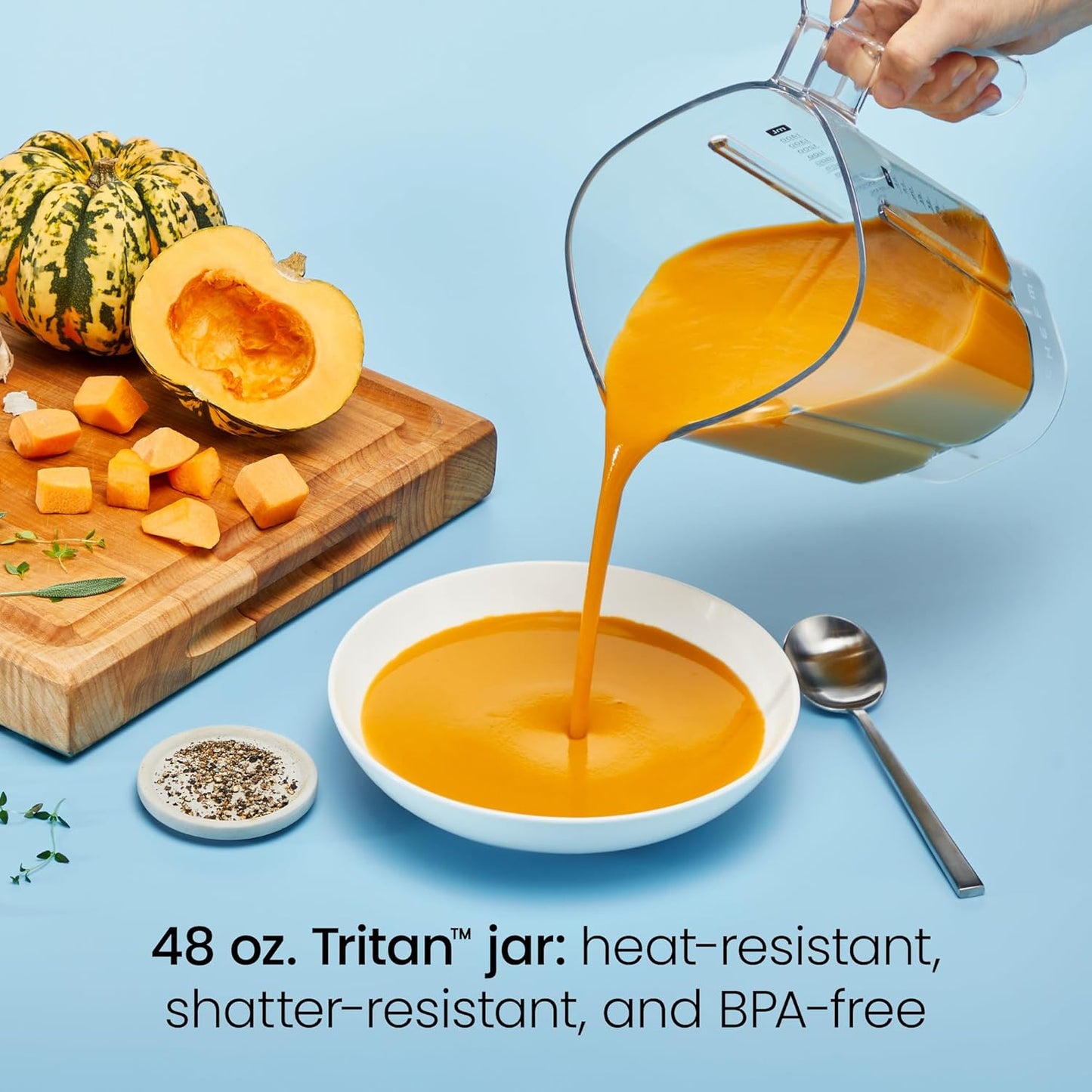 Chefman Obliterator 48 oz Countertop Blender for Smoothies, 1380W Motor to Crush Ice, Nuts, and Frozen Fruit with Stainless Steel Blade, Auto Blend Function, Includes 20 oz Travel Jar - Concrete