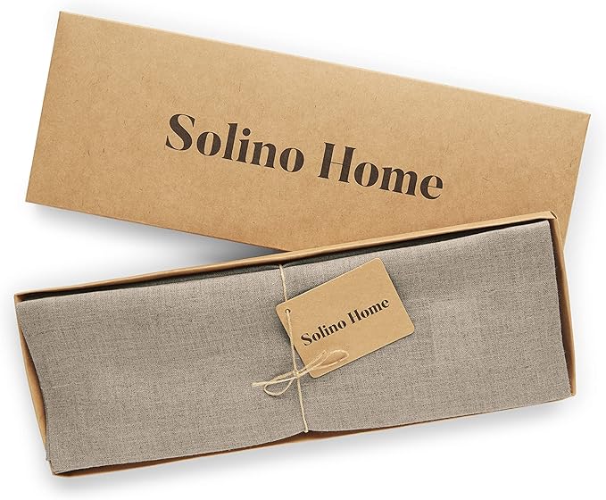 Solino Home Linen Natural Placemats Set of 6-100% Pure Linen Placemats 14 x 19 Inch for Fall, Autumn, Thanksgiving, Christmas, Holiday - Fete