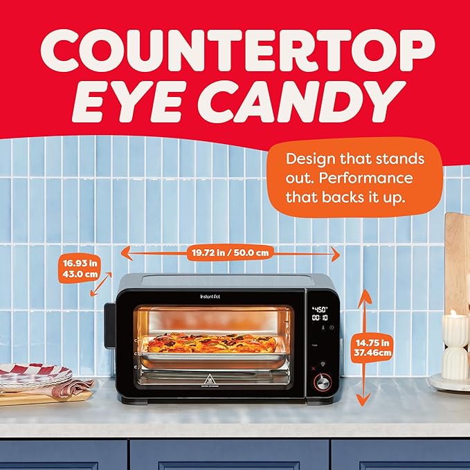 Instant Pot No Preheat Required* 6-Slice Air Fryer Toaster Oven with InstantHeat Technology, 10-in-1, Air Fry, Roast, Bake, Sear Crisp, Toast, Bagel, Broil, Dehydrate, Reheat, and Make Pizza