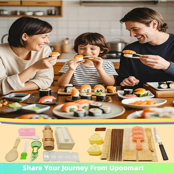 Sushi Making Kit, 28 in 1 Sushi Making Set for Beginner &Pros, with Bamboo Sushi Mats, Sushi Bazooka, Onigiri Mold, Rice Paddle, Sushi Knife, Sushi ball maker, cucumber slicer & More