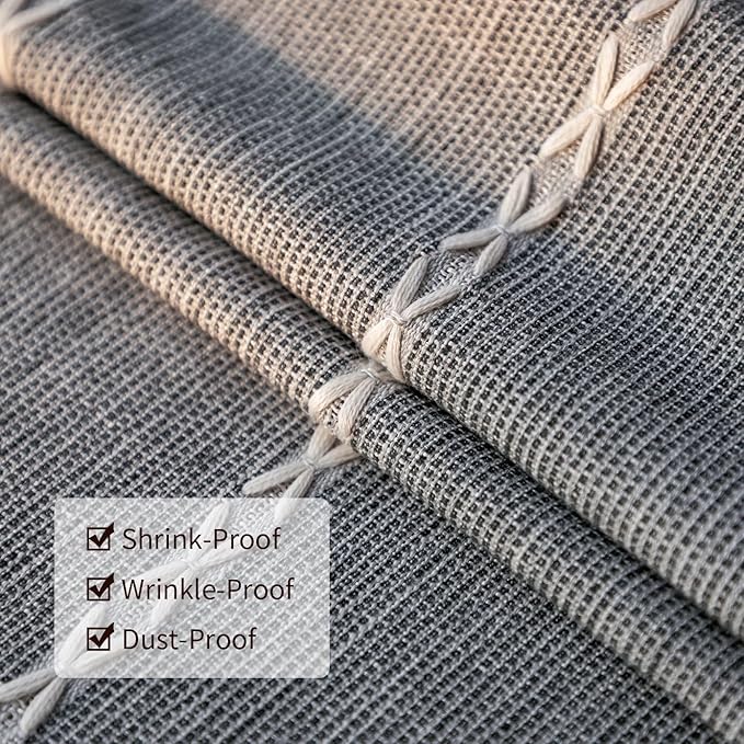 Deep Dream Tablecloth, Embroidered Waterproof Table Cloth Cotton Linen Wrinkle Free Anti-Fading Tablecloths Washable Dust-Proof Table Cover for Kitchen Dinning Party, 55 x 140 Inch - New Gray