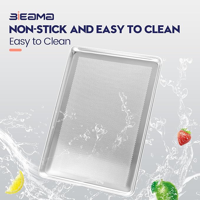 12 Pack Full Size 18" x 26" Aluminum Baking Sheet Pan Perforated, Commercial Bakery Equipment Cookie Sheets, NSF Approved Baking Tray
