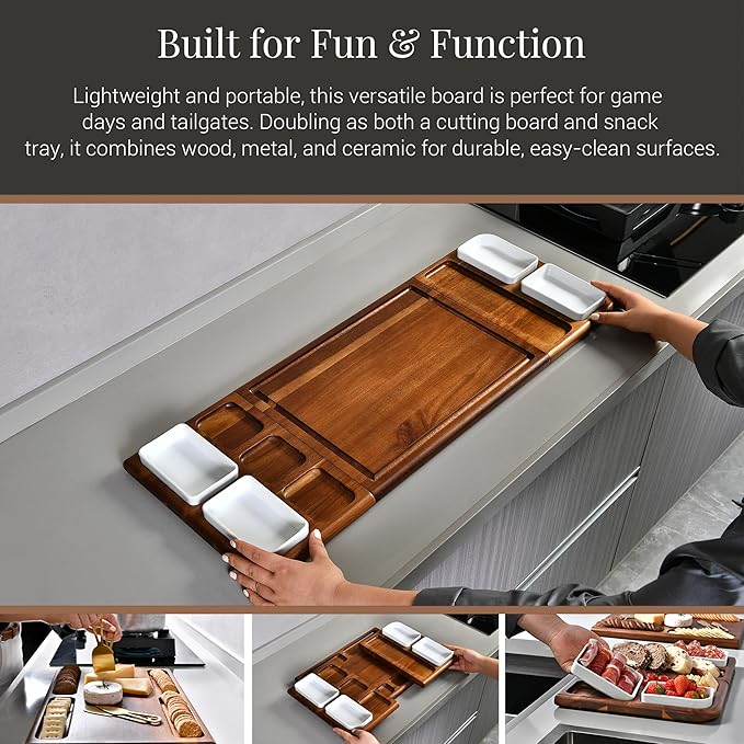 Shanik Premium Charcuterie Board - Extra Large Magnetic Double-Sided Cheese/Meat Serving Tray & Cutting Board - Gift for Weddings, Bridal Showers, Housewarming - Kitchen Essential, Quality 31 ½ inches