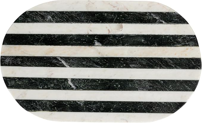 Bloomingville Marble Cheese and Cutting Board with Stripes, Black and White