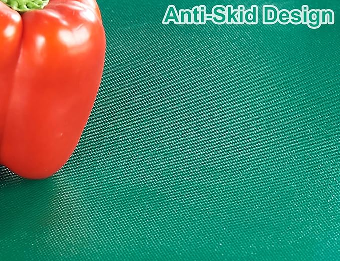 CURTA Cutting Boards for Kitchen, 20" x 14" x 0.5" Green Color Coded Plastic Chopping Board with Anti Slip Surface Dishwasher Safe