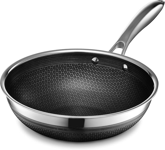 HexClad Hybrid Nonstick 10-Inch Wok, Stay-Cool Handle, Dishwasher-Friendly, Oven-Safe Up to 900°F, Induction Ready, Compatible with All Cooktops