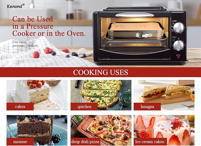 Kenond Large Springform Cake Pan, 14 x 11-Inch Rectangle Cheesecake Pan, Tiramisu Bakeware with 50Pcs Wax Paper, 3Pcs Spatula Set, Non-Stick Baking Pan Mold Leakproof