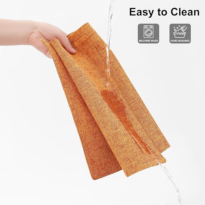 Homaxy Cloths Placemats for Dining Table Set of 4, Heat Resistant Washable Cotton Linen Blend Table Mats, Ideal for Kitchen Party Dining Decoration, 13" x 19", Orange