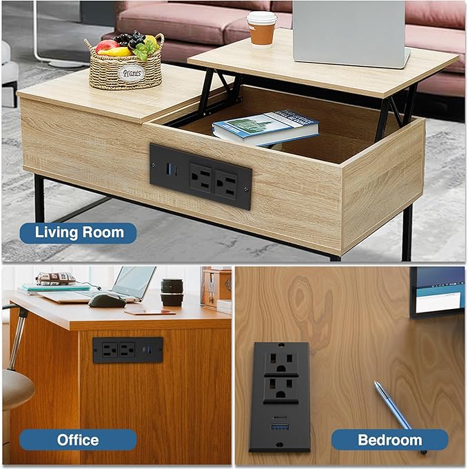 20W PD Conference Recessed Power Strip with Fast USB C, Furniture Recessed Outlet, Desktop Power Strip, Desktop Charging Station with 2 Outlets and 1 USB and 1 Type-C