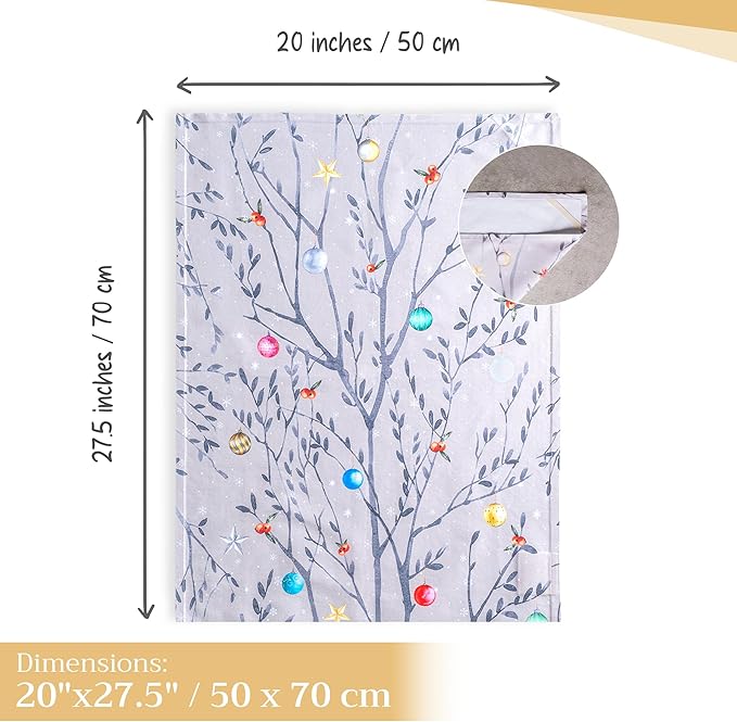 Maison d' Hermine Kitchen Towels Set of 3 100% Cotton 20" x 27.5" Reusable Cloth Tea Dish Towels Absorbent with Hanging Loop for Kitchen Dining Thanksgiving Christmas Decorations (Fairy Christmas)