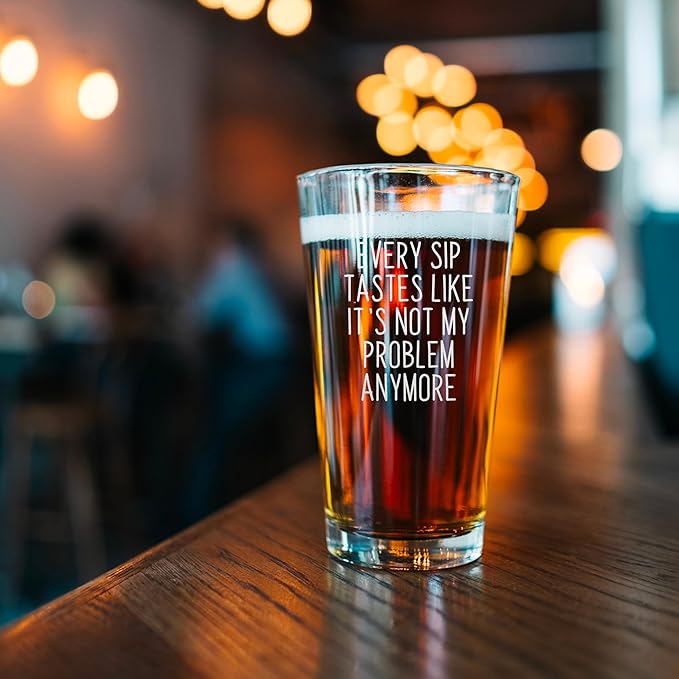 Every Sip Premium 16 oz Beer Pint Glass, Laser Engraved Beer Pint for Retirement, Custom Retirement Gifts, Lead-Free Beer Lover Gift