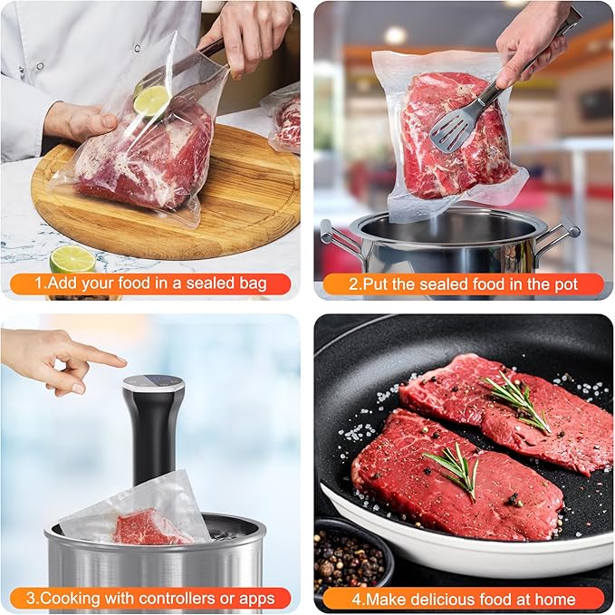 Sous Vide Machine, Sous Vide Cooker 1100W, WiFi Connect App Control with Recipe, Fast-Heating Immersion Circulator Cooker with Accurate Temperature and Time Control, Ultra Quiet, IPX7 Waterproof