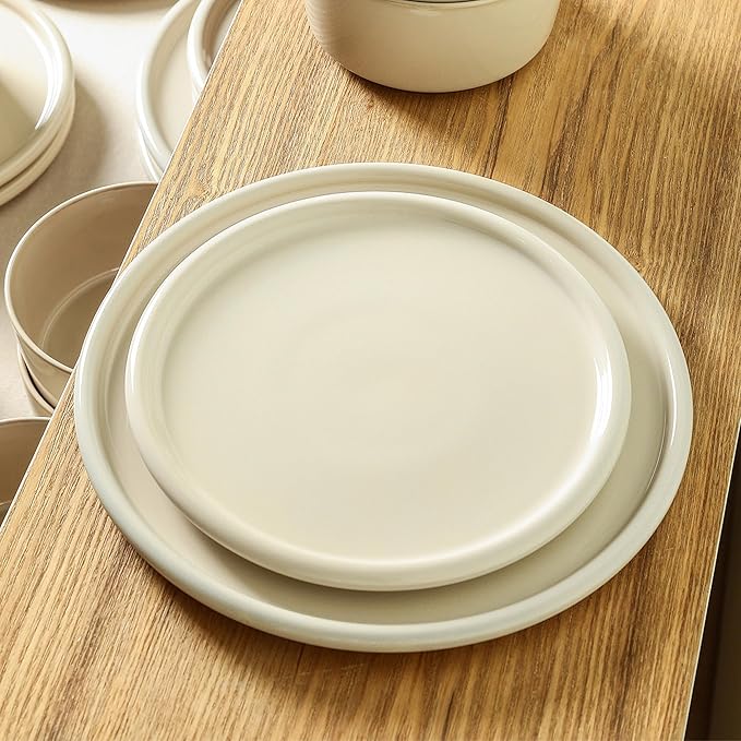 Stone Lain Eden 4-Piece Salad Plate Set Stoneware, Beige