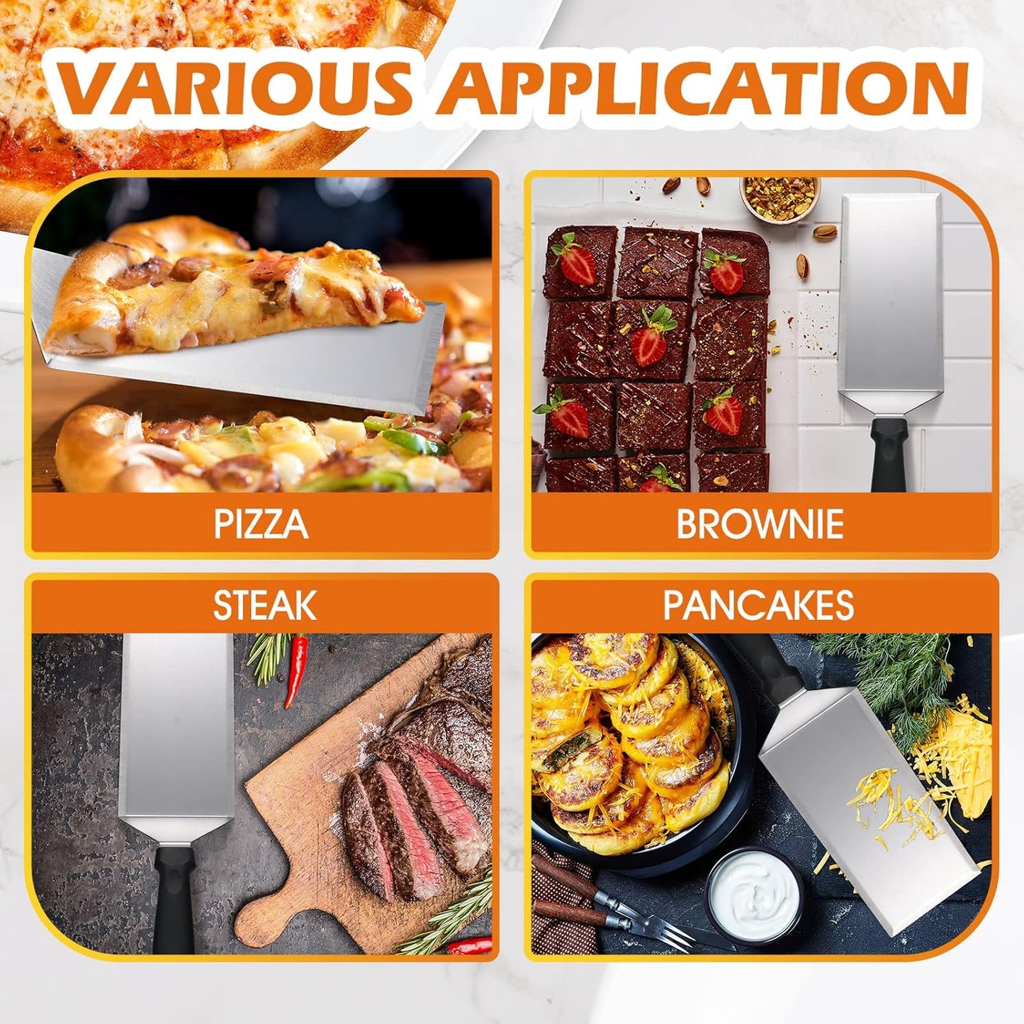 BBTO 20 Pcs Small Brownie Cookie Pizza Spatula Pie Server Stainless Steel Cake Serving Spatula Baking Triangular Spade Wood Handle Shovel for Desserts Pizza Pie Cake Biscuit(Brown)