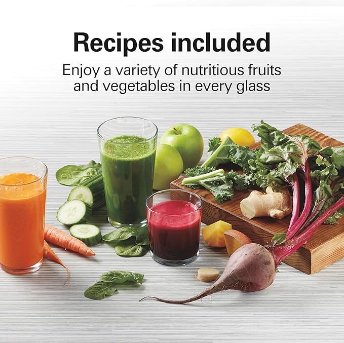 Hamilton Beach Juicer Machine, Big Mouth 3” Feed Chute for Whole Fruits and Vegetables, Easy to Clean, Centrifugal Extractor, Vegetable & Fruit Juicer, BPA Free, 800W Motor, White