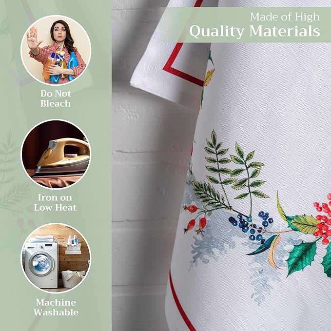 Maison d' Hermine Kitchen Towels Set of 3 100% Cotton 20" x 27.5" Reusable Cloth Tea Dish Towels Absorbent with Hanging Loop for Kitchen Dining Thanksgiving Christmas Decorations (Morzine)